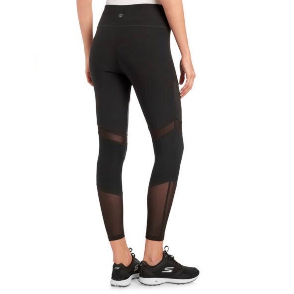 SOLD! ➕➕ Leather Panel Black Mesh Yoga Leggings